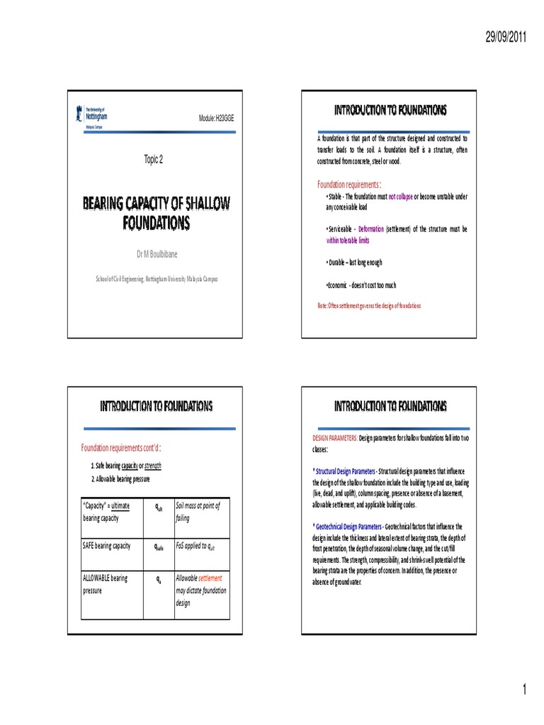 Topic-2 Shallow Foundations [Compatibility Mode] | Foundation