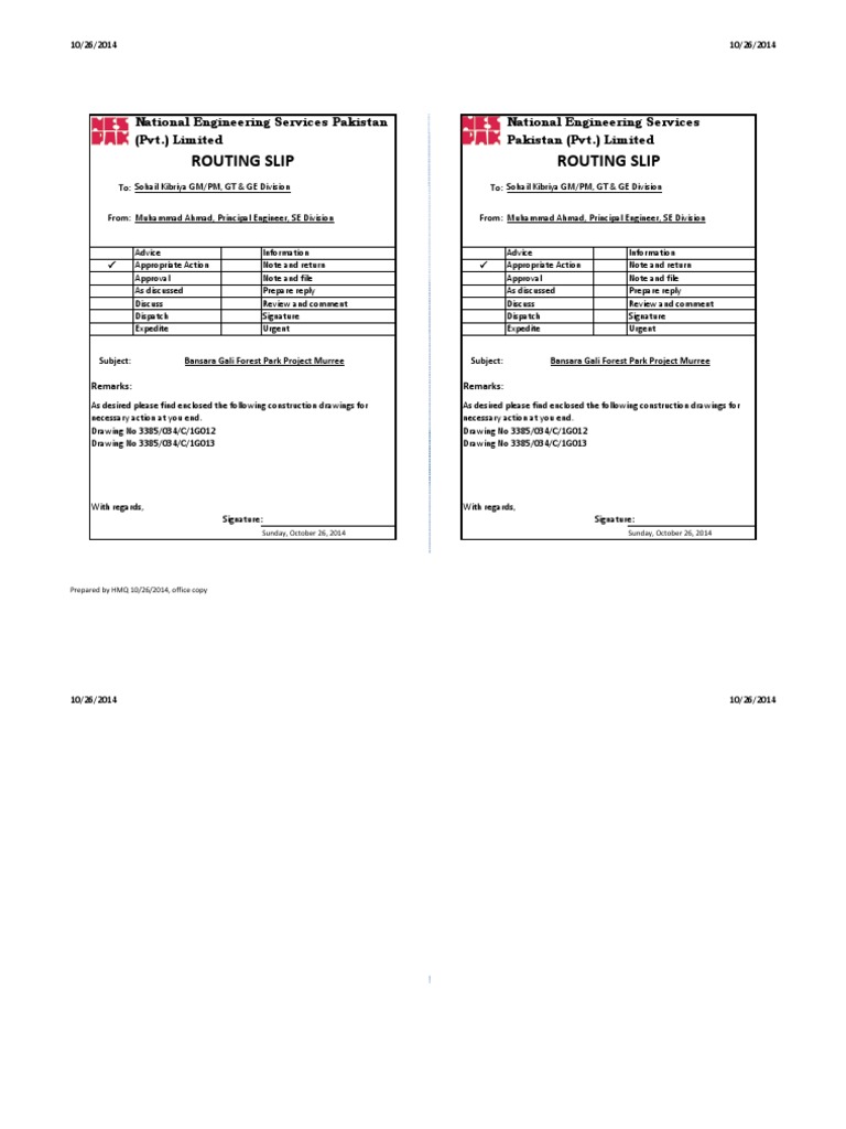 Routing Slip Routing Slip PDF