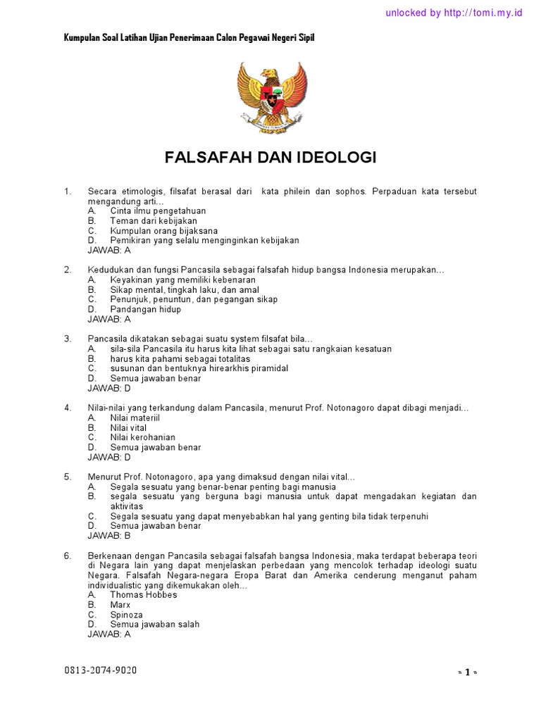 Soal Cpns Falsafah Ideologi