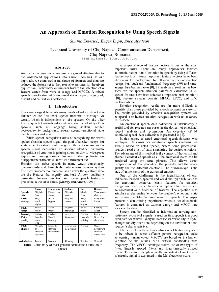 An Approach On Emotion Recognition by Using Speech Signals | PDF ...