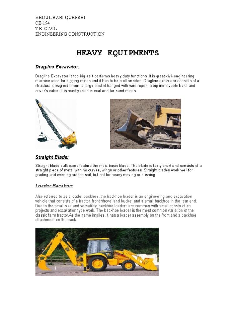 Heavy Equipment in Civil Engineering | PDF