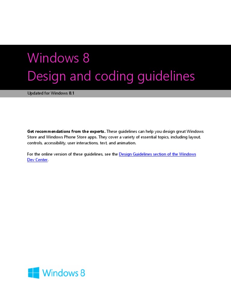 W8 1 Guidlines | PDF | Windows Phone | Hyperlink