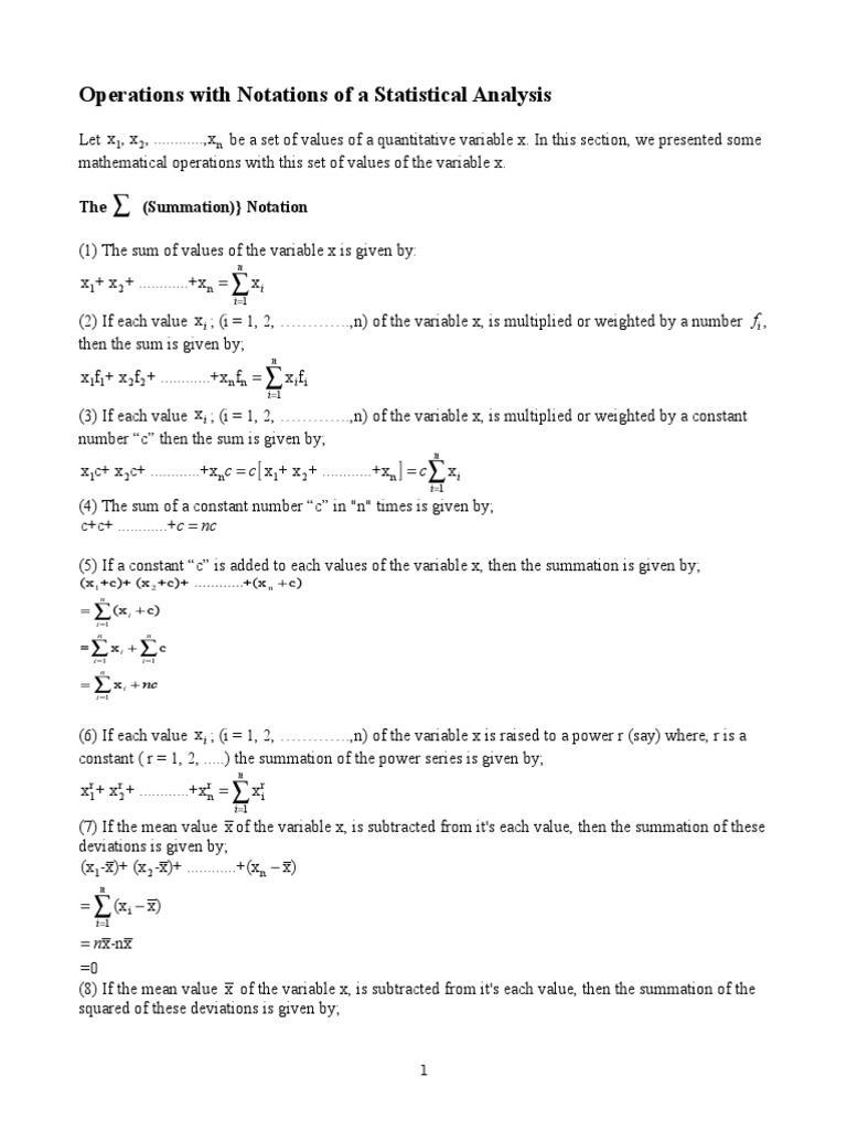 Statistical Summation and Product Notations | PDF | Summation | Numbers