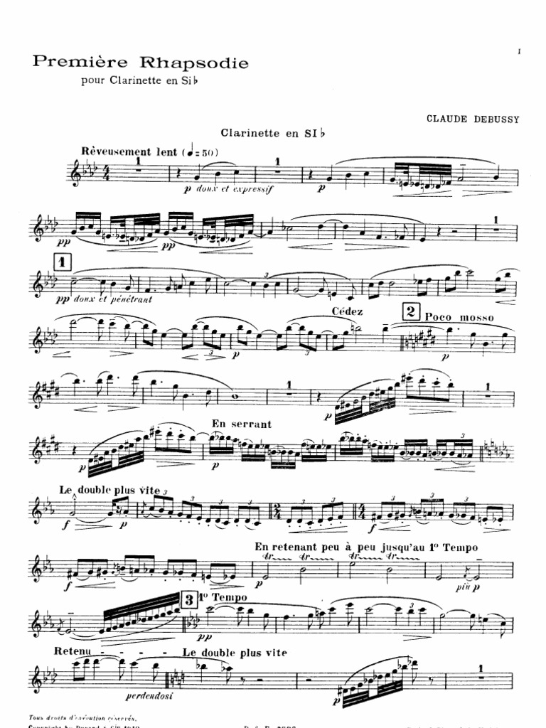 Debussy Premiere Rhapsodie For & Piano PDF Classical