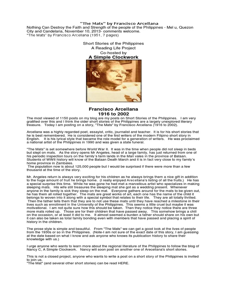 Francisco arcellana short biography picture