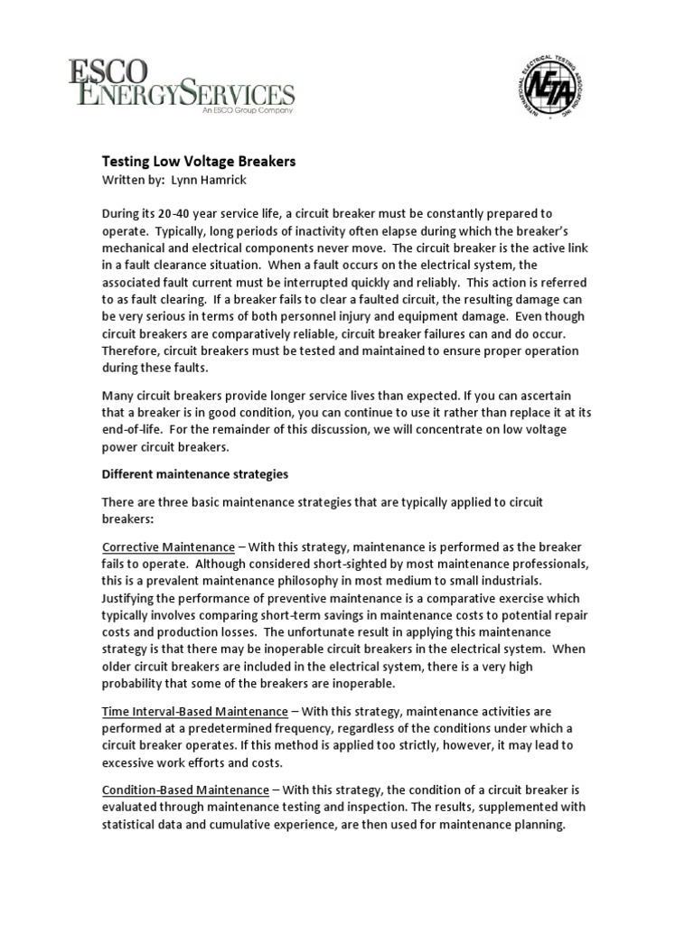 NETA Article Low Voltage Breaker Testing PDF Force Electrical