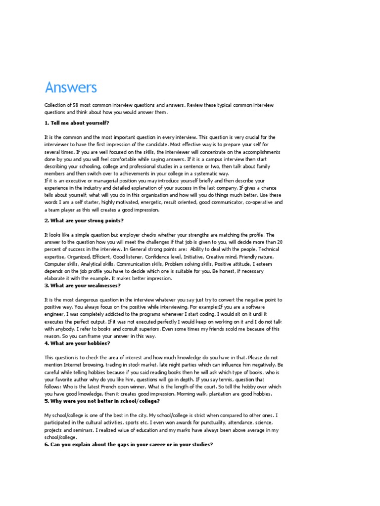 Interview Prep for Job Seekers | PDF | Internship | Job Hunting