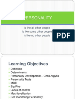 Personality: Is Like All Other People Is Like Some Other People Is Like No Other People