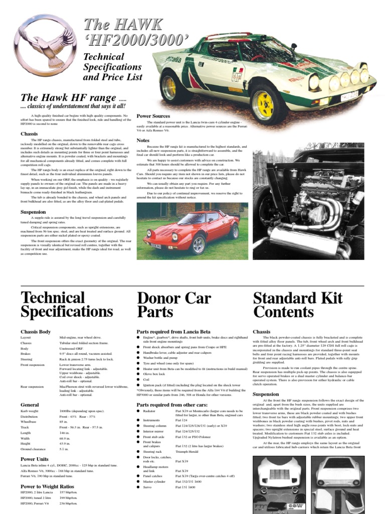 Lancia Stratos Replica | PDF | Suspension (Vehicle) | V6 Engine