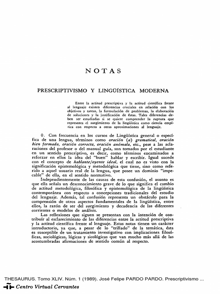 Prescriptivismo vs. Lingüística Moderna | PDF | Lingüística | Teoría de ...
