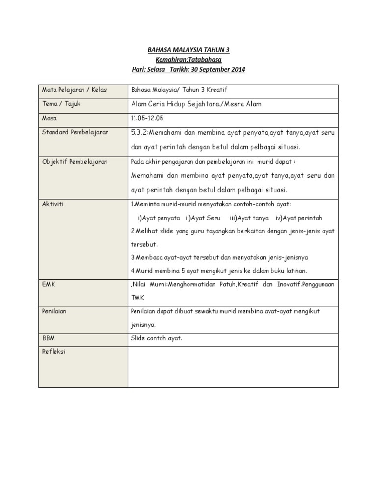Bahasa Malaysia Tahun 3 Sementara Pdf