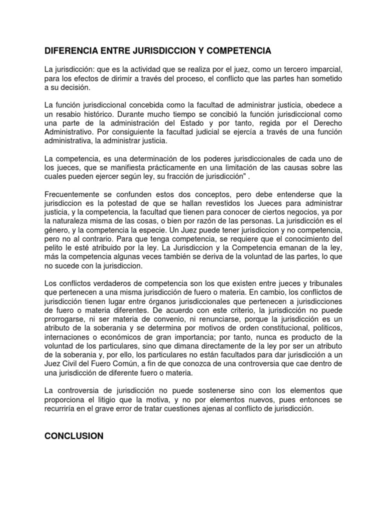 Diferencia Entre Jurisdiccion y Competencia | Descargar gratis PDF ...