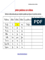 Ejercicios para Niños Con Dislexia Completar Palabras Con Sílabas PDF