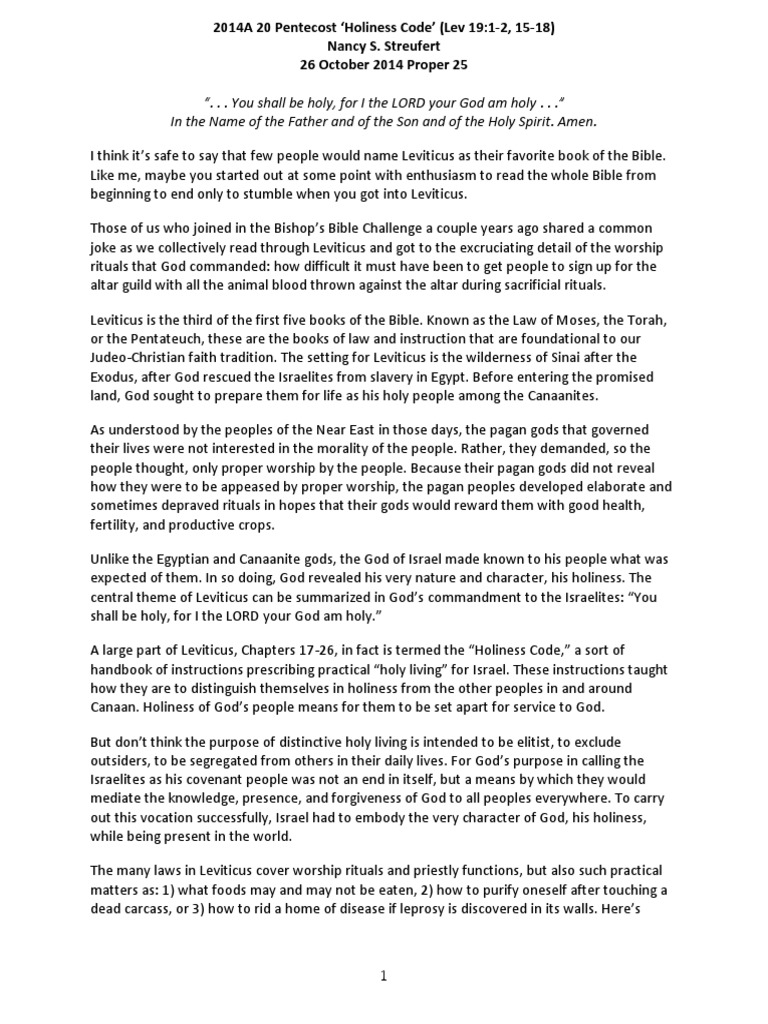 Holiness Code's Modern Relevance | PDF | Book Of Leviticus | Torah
