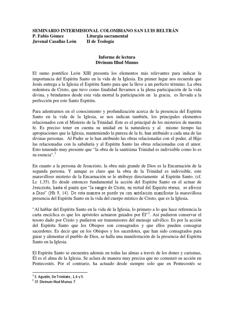 Divinum Illud Munus PDF espíritu Santo Cristo (título)