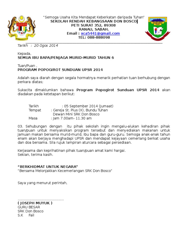 Contoh Surat Jemputan Program