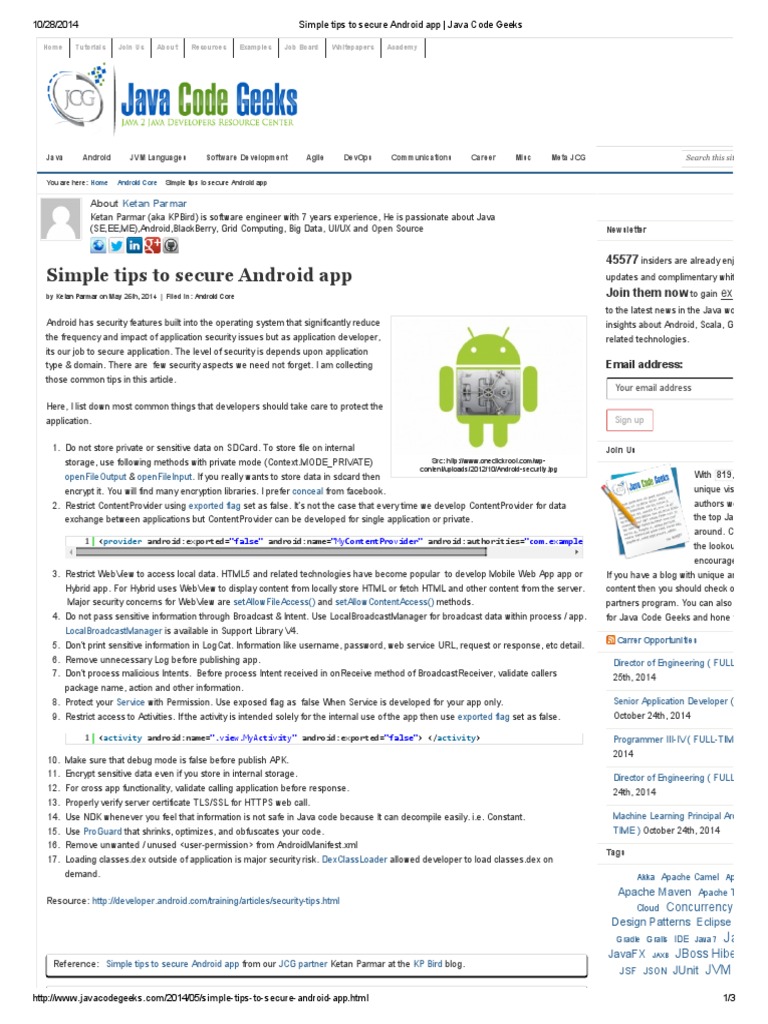 Simple Tips To Secure Android App - Java Code Geeks PDF | PDF | Web ...