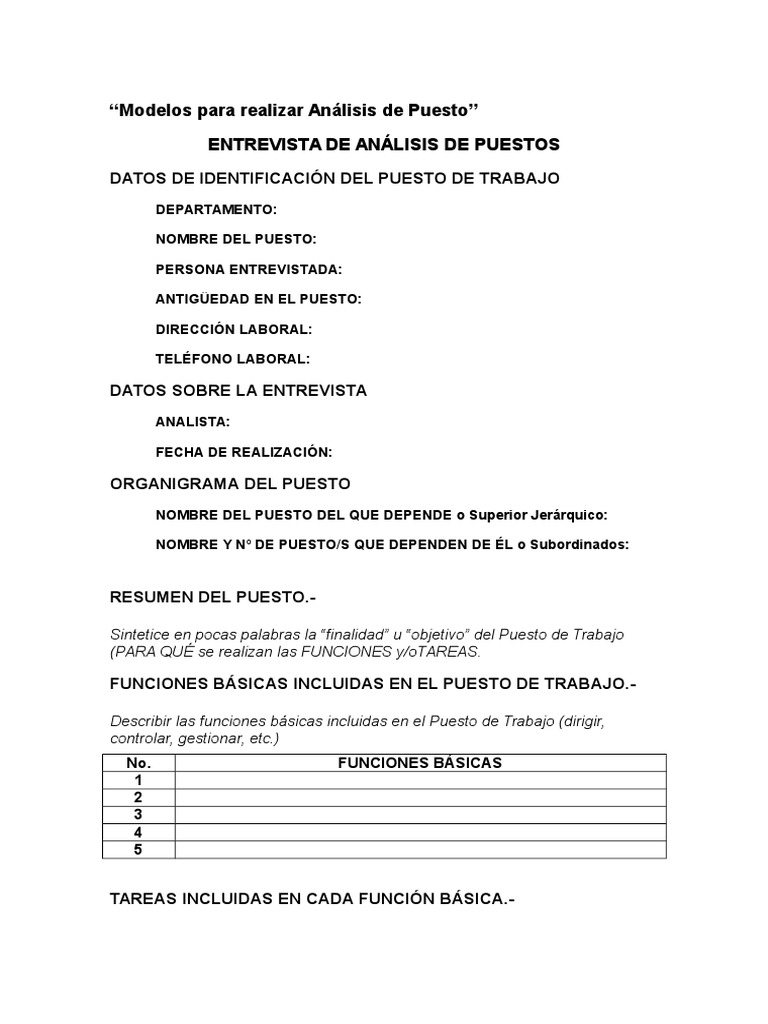Analisis de Puesto Word 2 | PDF | Recursos humanos | Comportamiento