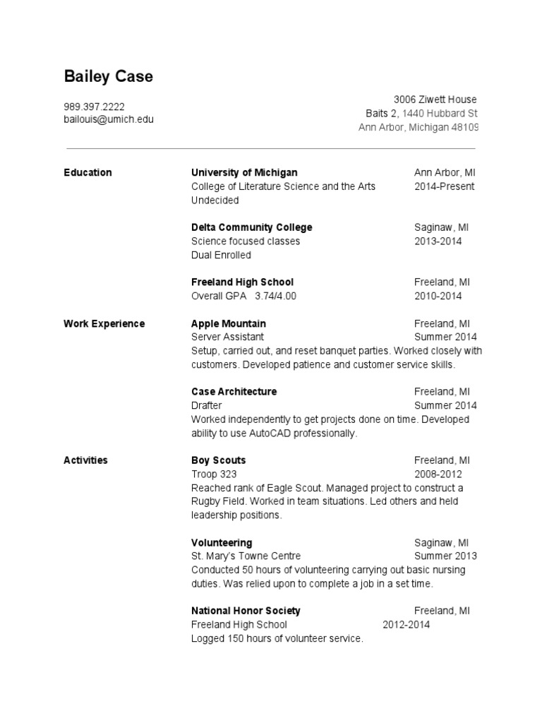 UMich Resume Template Example PDF Career & Growth Business(01)