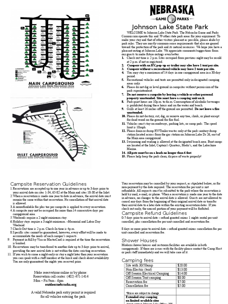 Johnson Lake Booklet PDF Campsite Outdoor Recreation