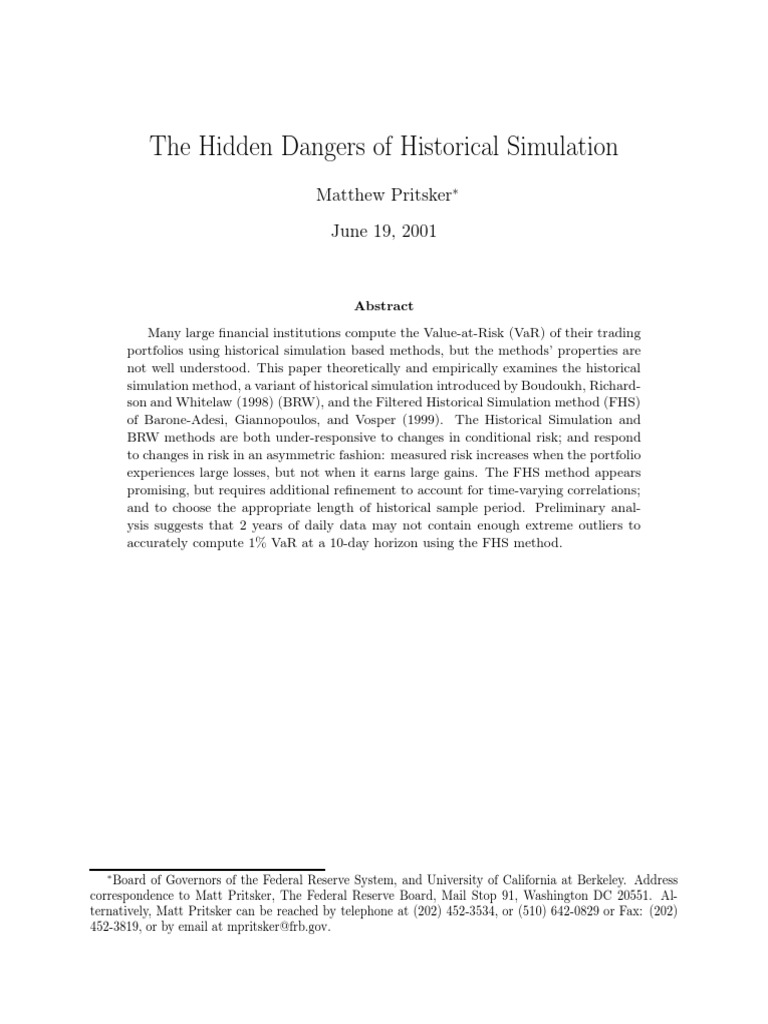 Risks of Historical Simulation in VaR | PDF | Business | Computers