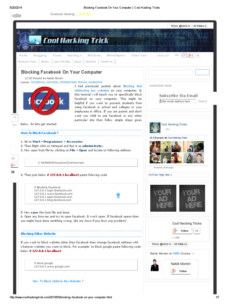 Blocking Facebook PDF Security Hacker Facebook