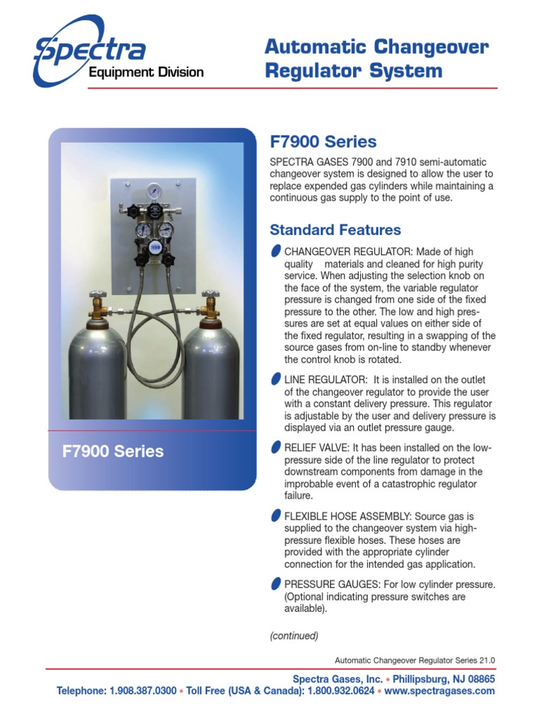 Specification Sheet for Spectra Gases Model F7900 Series SemiAutomatic