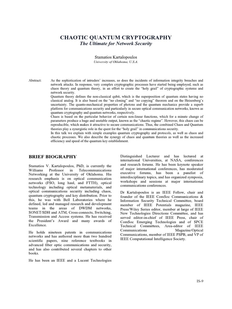 Chaotic Quantum Cryptography Explained | PDF | Quantum Mechanics ...