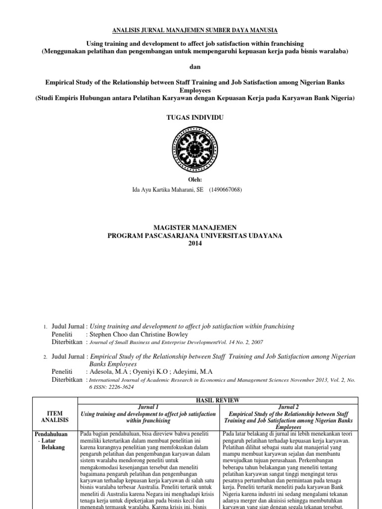 Analisis Jurnal Manajemen Sumber Daya Manusia Pdf