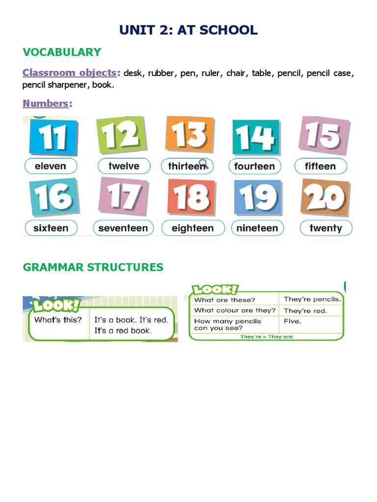 Unit 2. at School | PDF