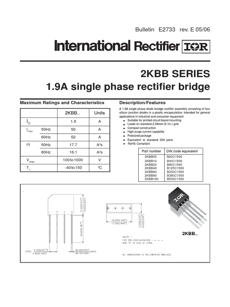 2KBB Series Rectifier Bridge Overview | PDF