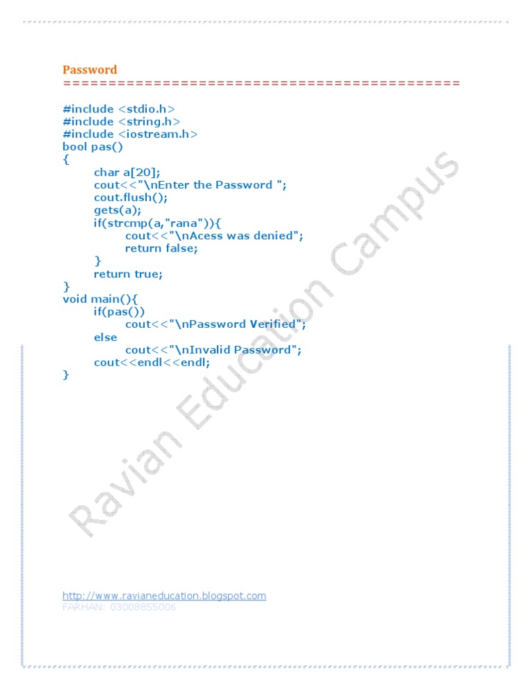 Password Verification in C++ Code | PDF