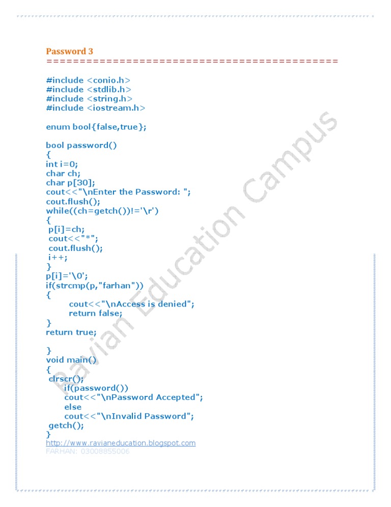Password 3 | PDF | Object Oriented Programming | Computer Engineering