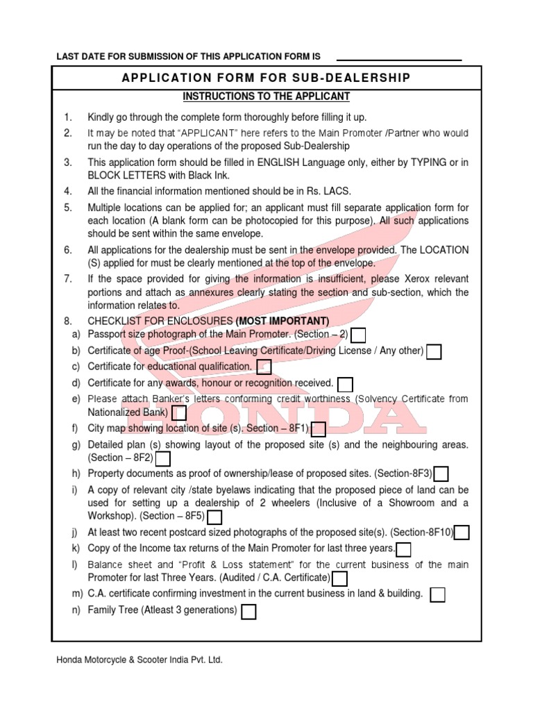 Honda Application Form Page 1 Accounting Economics