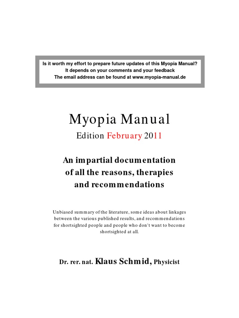Manual About Myopia2011 Human Eye Contact Lens - 
