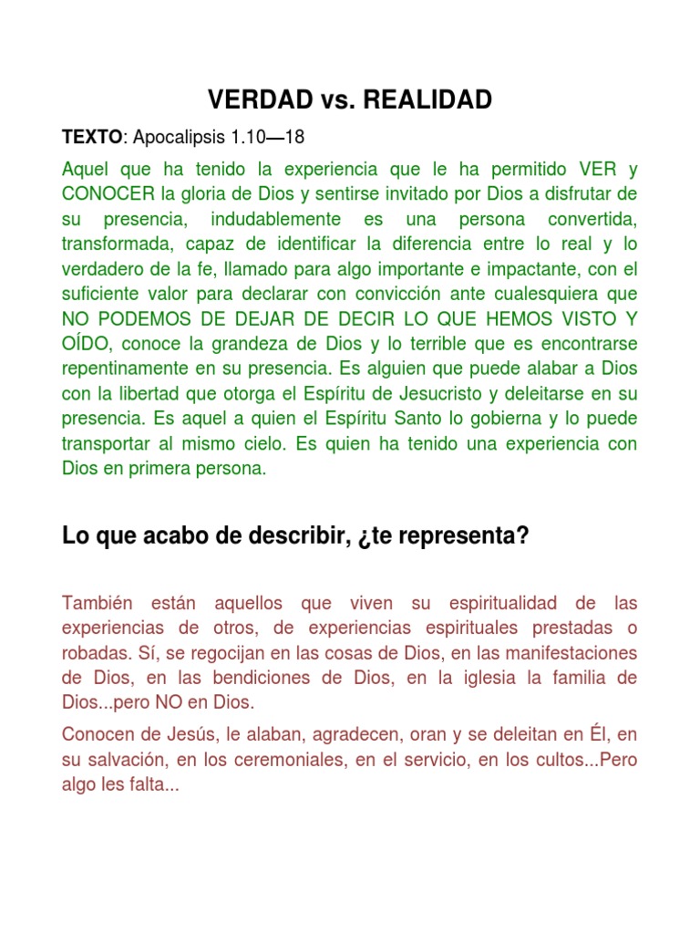Verdad vs. Realidad | PDF | Dios | Fe