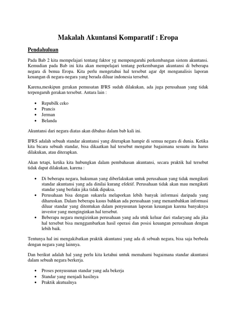 Makalah Akuntansi Komparatif Eropa