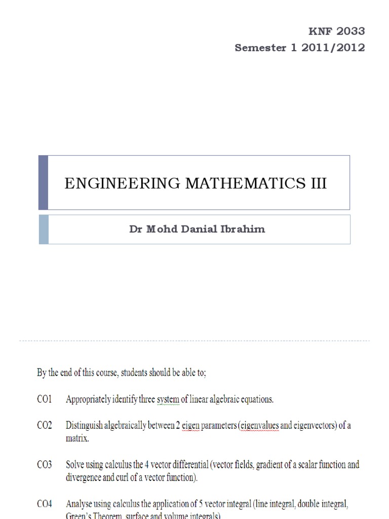 Engineering Mathematics Iii: KNF 2033 Semester 1 2011/2012 | PDF ...