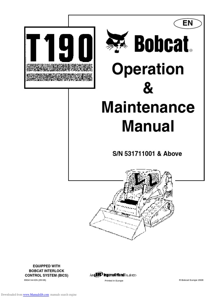Bobcat T190 Operation Maintenance Manual | PDF | Loader
