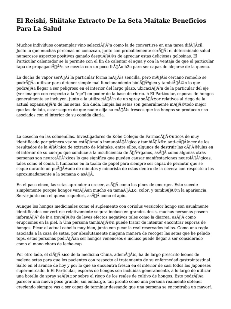 El Reishi, Shiitake Extracto de La Seta Maitake Beneficios para La