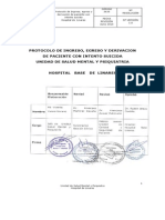 Protocolo de Ingreso, Egreso y Derivación Paciente Con Intento Suicida H. Linares PDF