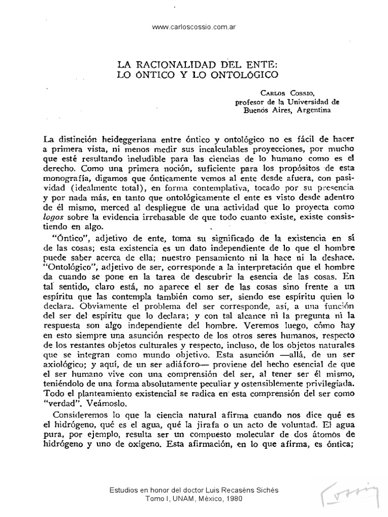 1980 Ontico Ontologico PDF | PDF | Filosofía