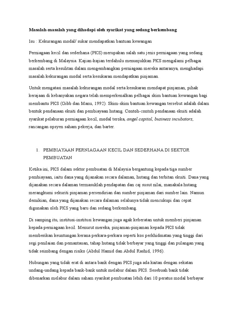 Masalah-Masalah Yang Dihadapi Oleh Syarikat Yang Sedang 