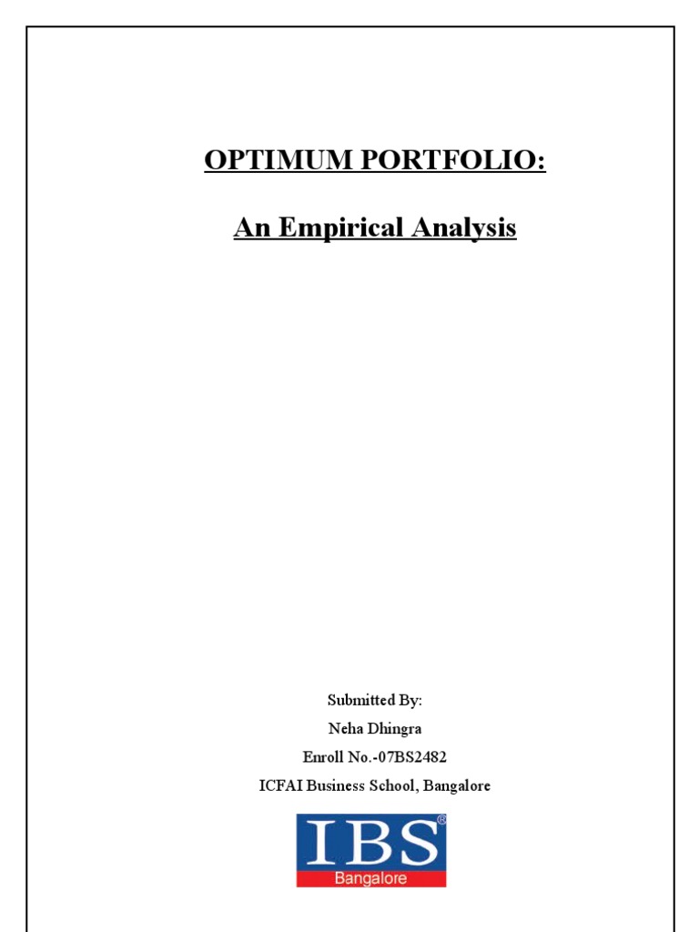 Optimal Portfolio Analysis in Finance | PDF | Modern Portfolio Theory ...
