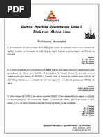 Lista 5 Titulometria -Gravimetria- Química Analítica Quantitativa - Anhanguera 4º Período.pdf