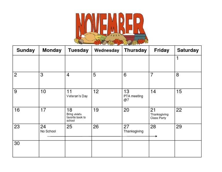 November School Calendar Events | PDF