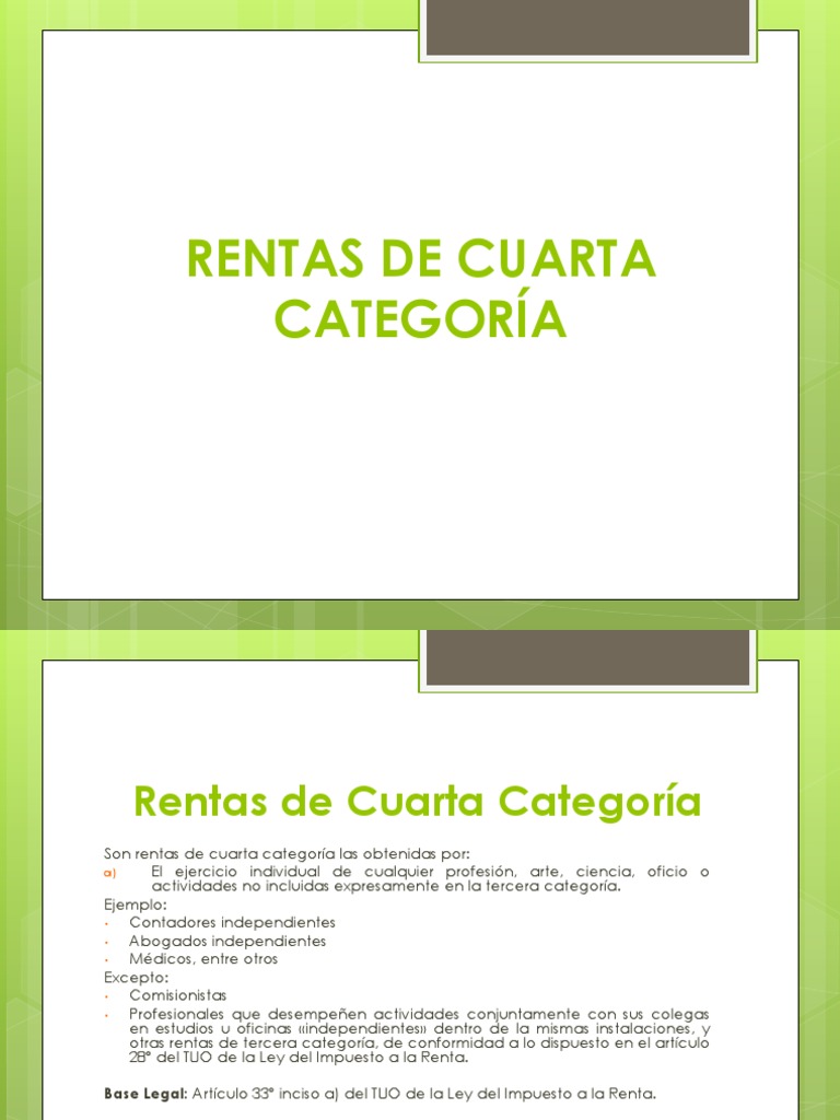 Rentas de Cuarta Categoría y Ley IR | PDF | Impuesto sobre la renta ...