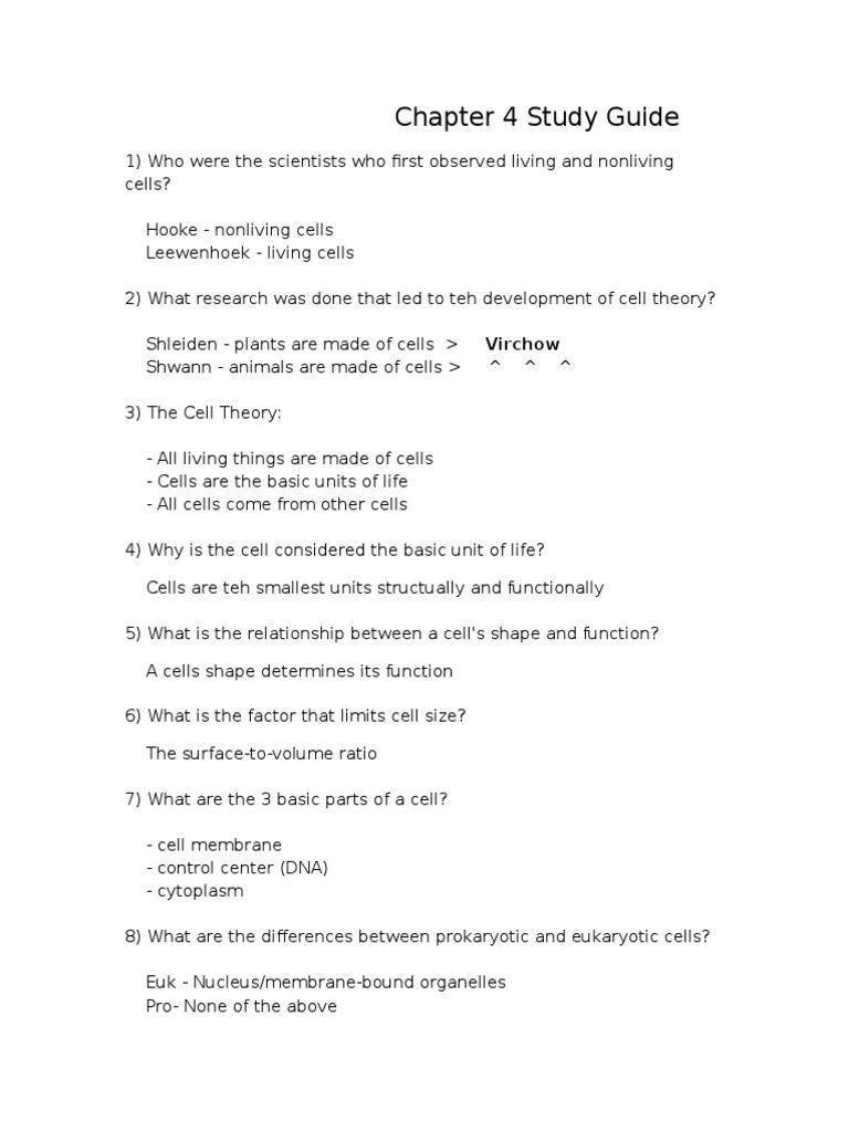 Biology Chapter 4 Study Guide Answers | Cell Wall | Organelle