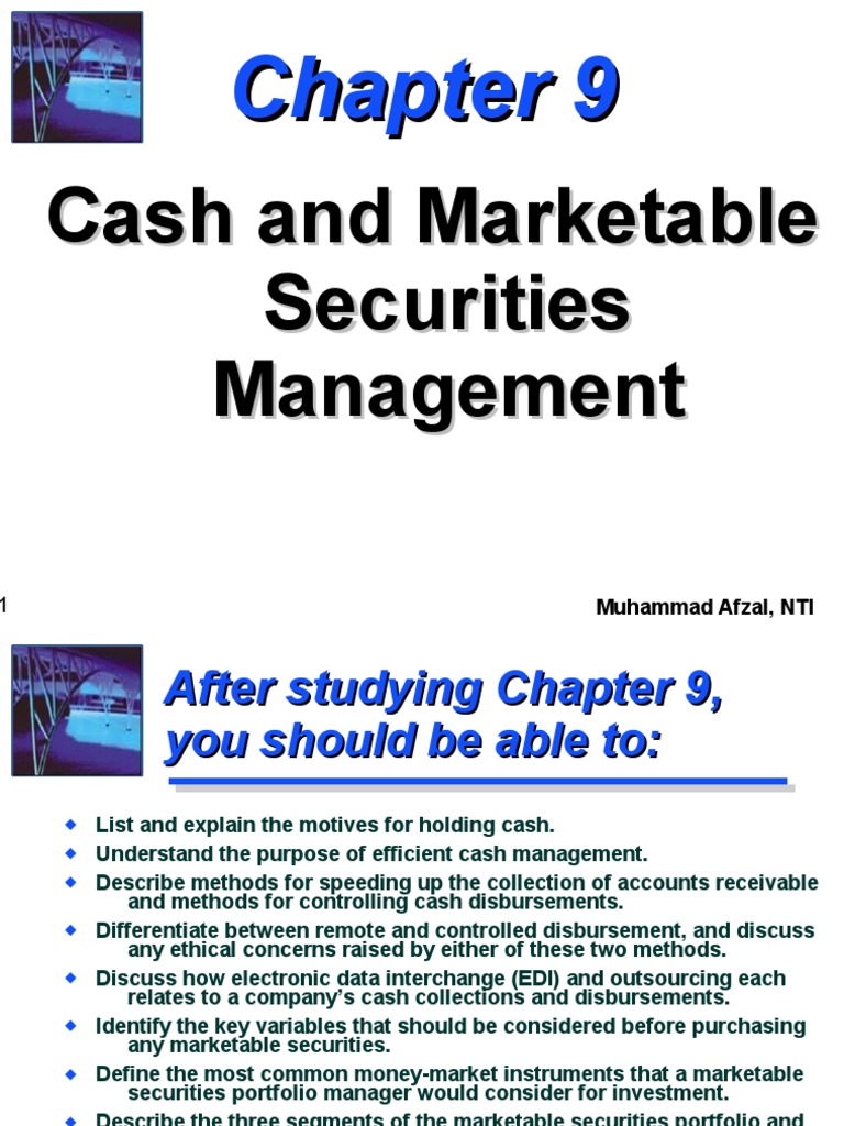 Cash and Marketable Securities Management United States Treasury