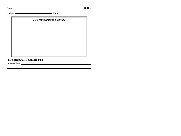 Draw Your Favorite Part of The Story: Name: BSR#6 Section: Date | PDF